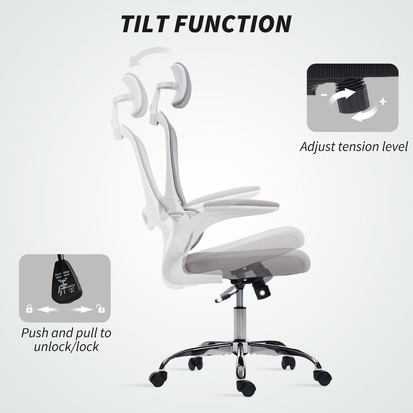 Mesh Back Office Chair, with Lumbar Support - Grey