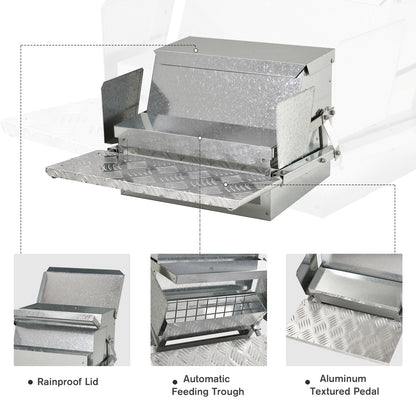 11.5KG Automatic Chicken Poultry Feeder Rat Proof Treadle Self Opening with Galvanized Steel and Aluminium