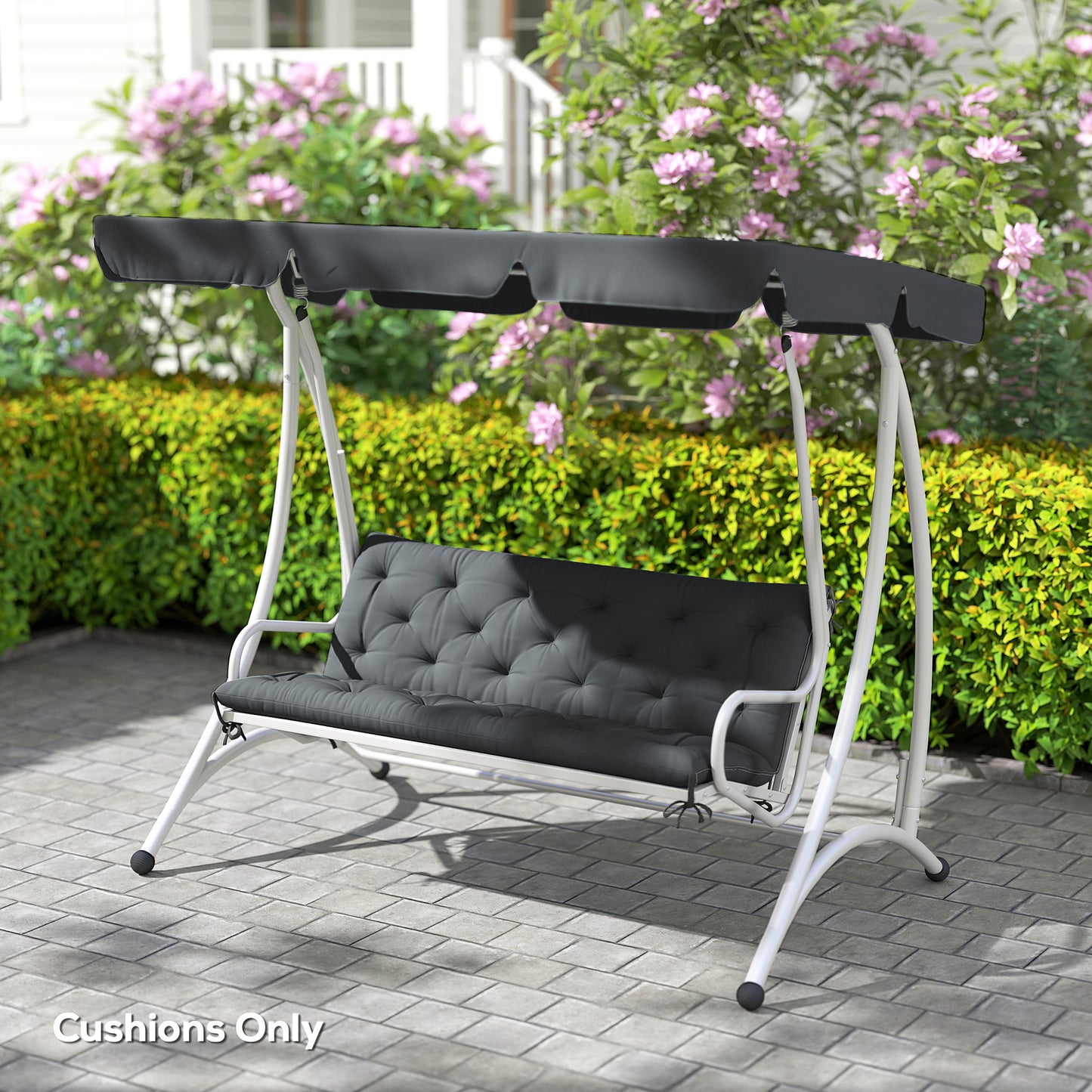 3 Seater Bench Pad, Garden Swing Chair Cushion with Back and Ties