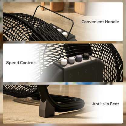 Metal Floor Fan with Tilting, High Velocity, 3 Speed, Portable Gym Fan for Home Office, Black