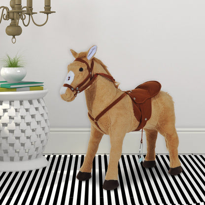 Stationary Ride on Plush Toy Horse with Sound Effect