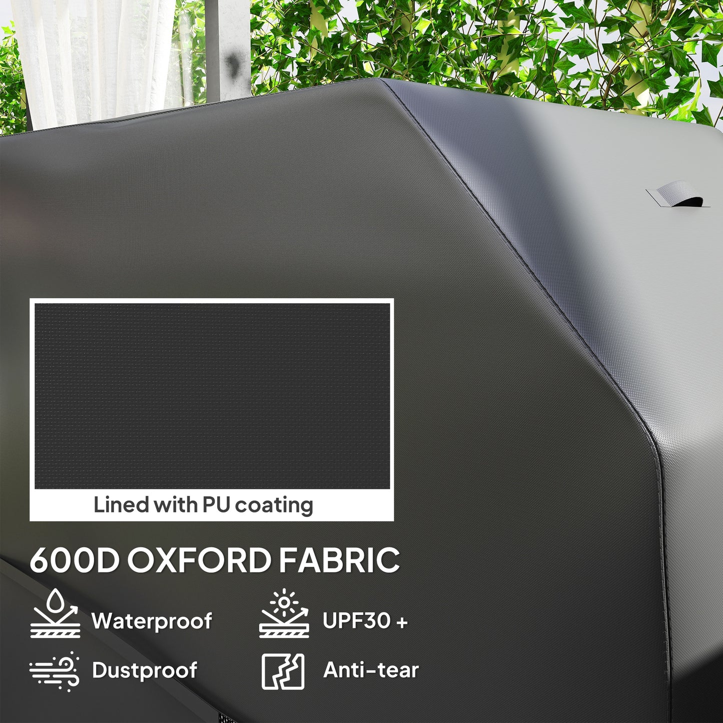 BBQ Cover for Rectangular Gas Grill, 600D UPF30+ Oxford Fabric Barbecue Cover for Waterproof Protection Rip-Proof