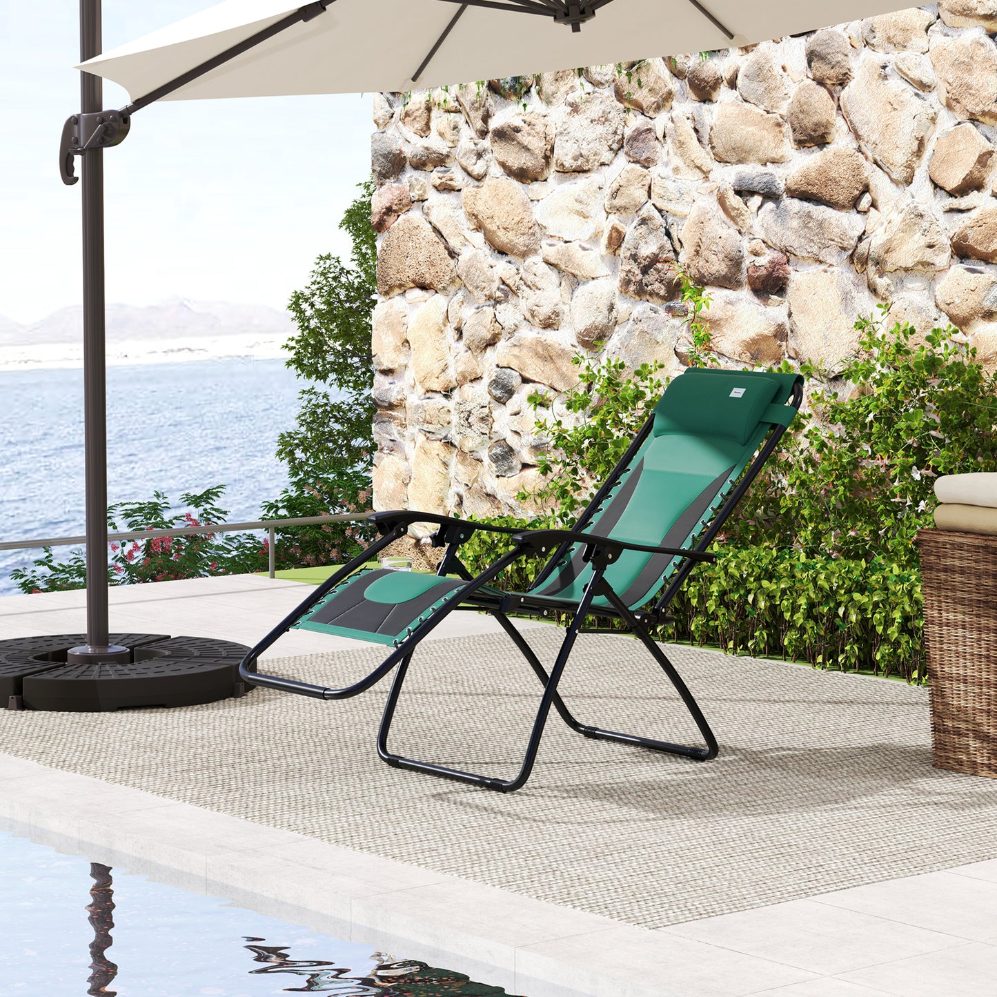 Zero Gravity Lounger Chair, Folding Reclining Patio Chair with Padded Seat, Cup Holder