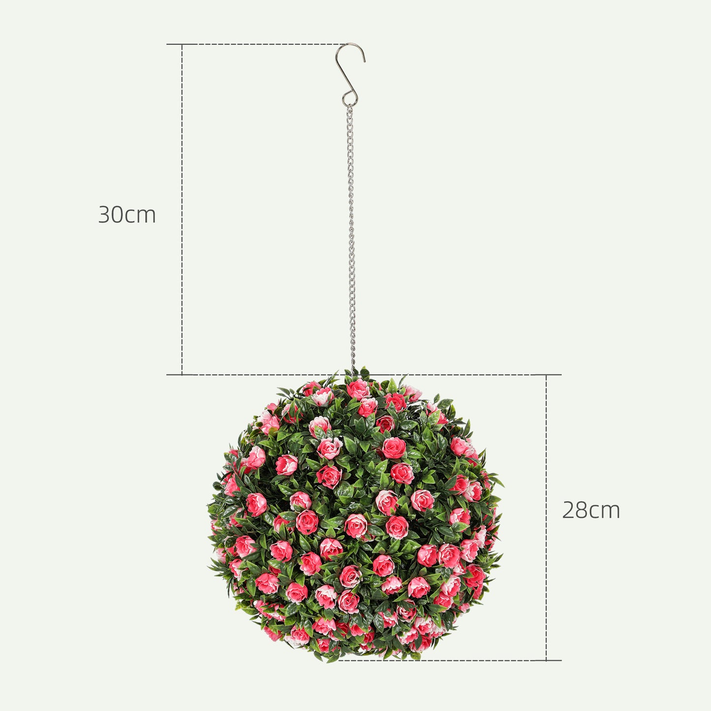 Set of 2 Decorative Artificial Plants, UV-protected Artificial Plant Topiary Rose Balls