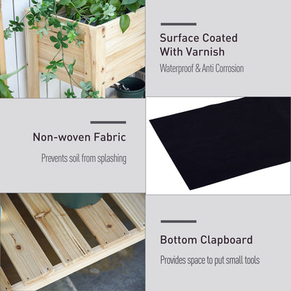 Wooden Raised Plant Stand Outdoor Flower Bed Box with Clapboard 100 x 40 x 84cm