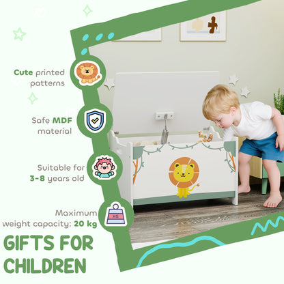 Toy Box with Lid, Safety Hinges and Groove Handles, Toy Storage organiser for Kids, Living Room, Playroom, Green