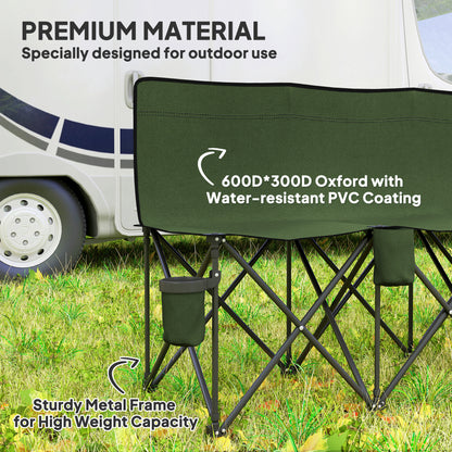 6 Seater Folding Camping Chair with Cup Holder & Carry Bag - Green