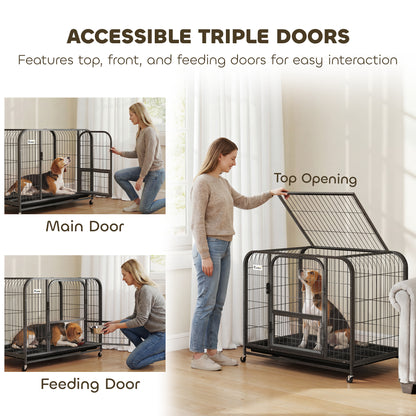 Heavy Duty Dog Crate,93 x 58 x 76 cm, Large Dog Cage for Small to Medium Breeds