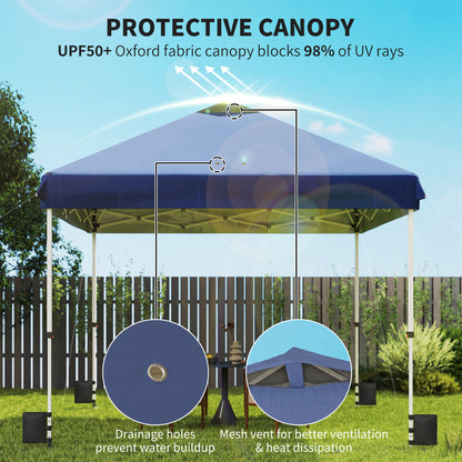 3 x 3 m Pop Up Gazebo with Wheels, UPF50+ One-Touch Outdoor Garden Party Tent Marquee Wedding Awning Canopy, Dark Blue