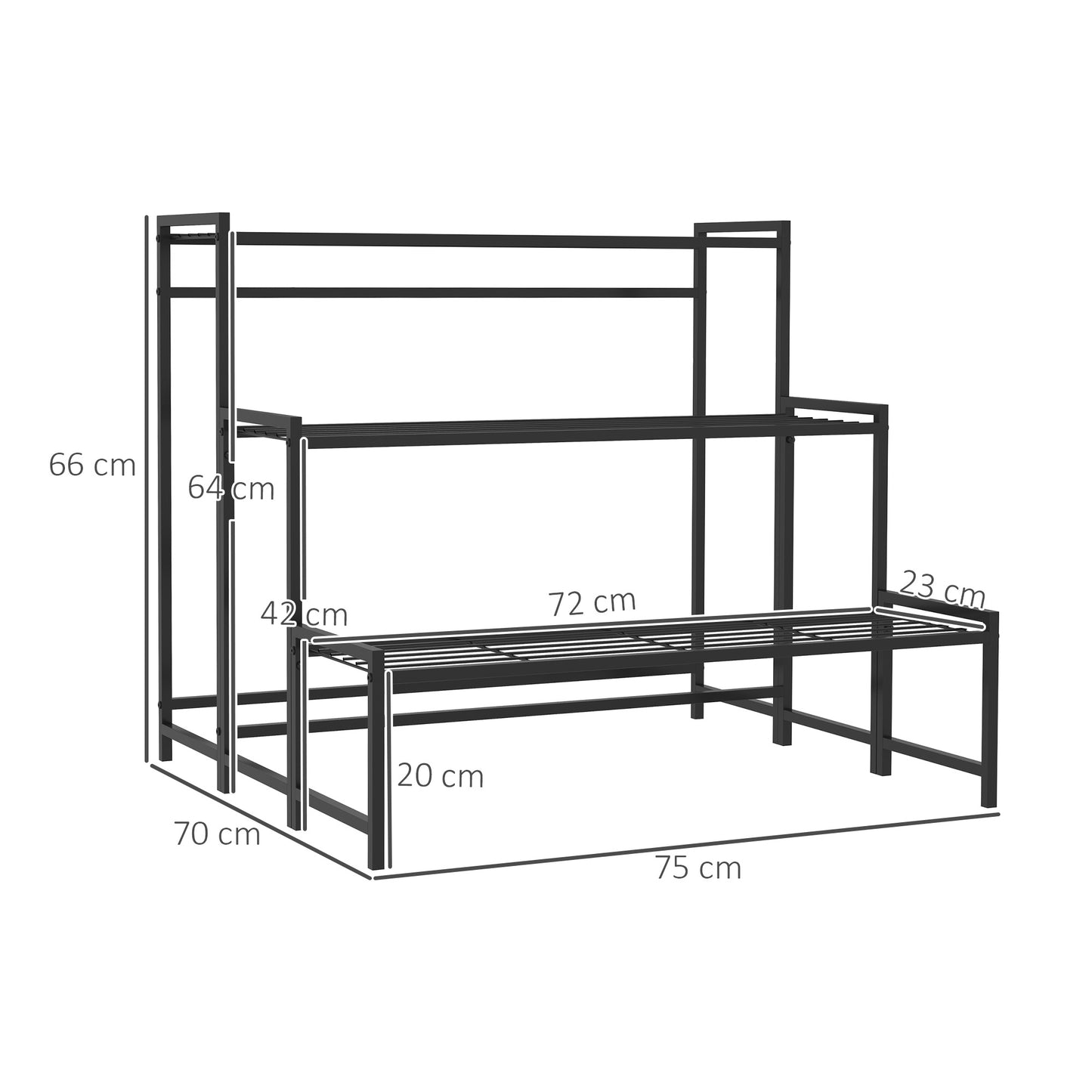Three-Tier Metal Plant Shelf - Black
