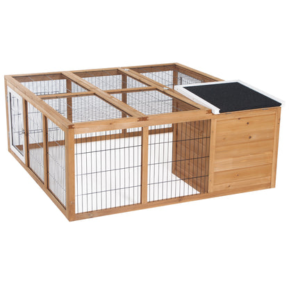 Rabbit Hutch Outdoor, Guinea Pig House, Bunny Run Cage with Openable Top for 1–2 Rabbits, 123 x 120 x 52cm, Yellow
