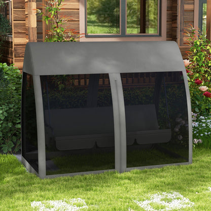 Three-Seater Convertible Swing Chair/Bed, with Curtained Canopy - Grey