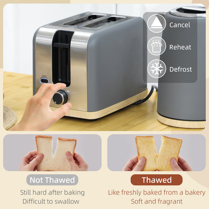 Stainless Steel Kettle and Toaster Set, 1.7L 3000W Fast Boil Kettle & 2 Slice Toaster Kitchen Set