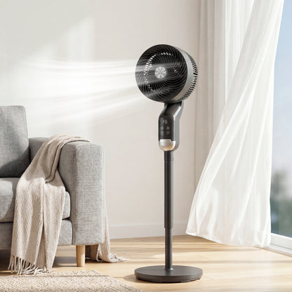 20 dB Silent Standing Fan, Pedestal Fan with Remote, Oscillating, 8 Speeds, Adjustable Height, 12H Timer