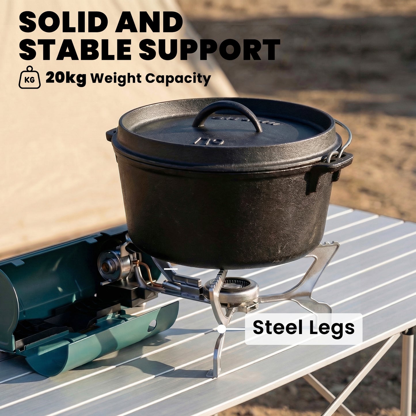 2670W Foldable Camping Stove with Safety Shut-Off, Piezo Ignition Gas Stove with Carry Bag, Green