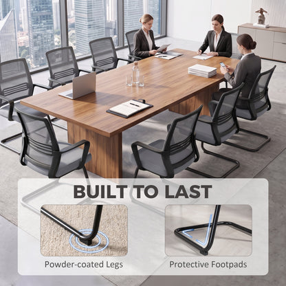 Padded Meeting Office Chair, Ergonomic Desk Chair No Wheels with Sled Base for Bedroom, Waiting, Reception, Dark Grey