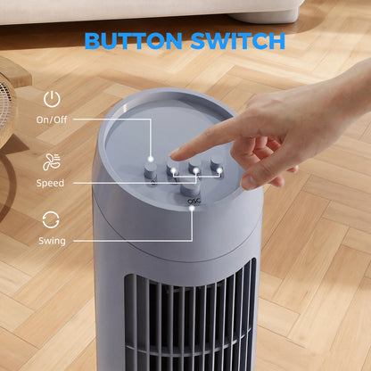 Tower Fan for Bedroom Cooling, 75cm Electric 70° Oscillating with 3 Speed Settings, Standing Floor Fan, Grey