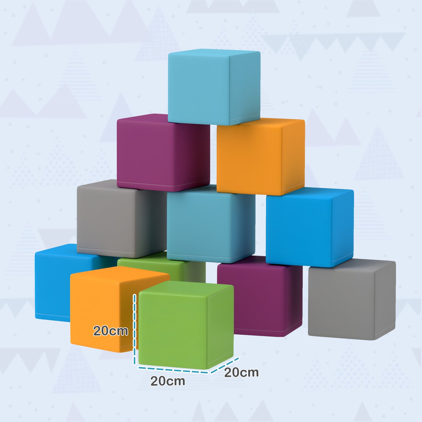 12 PCs Soft Play Blocks, Soft Foam Toy, Building and Stacking Blocks for Kids, Grey