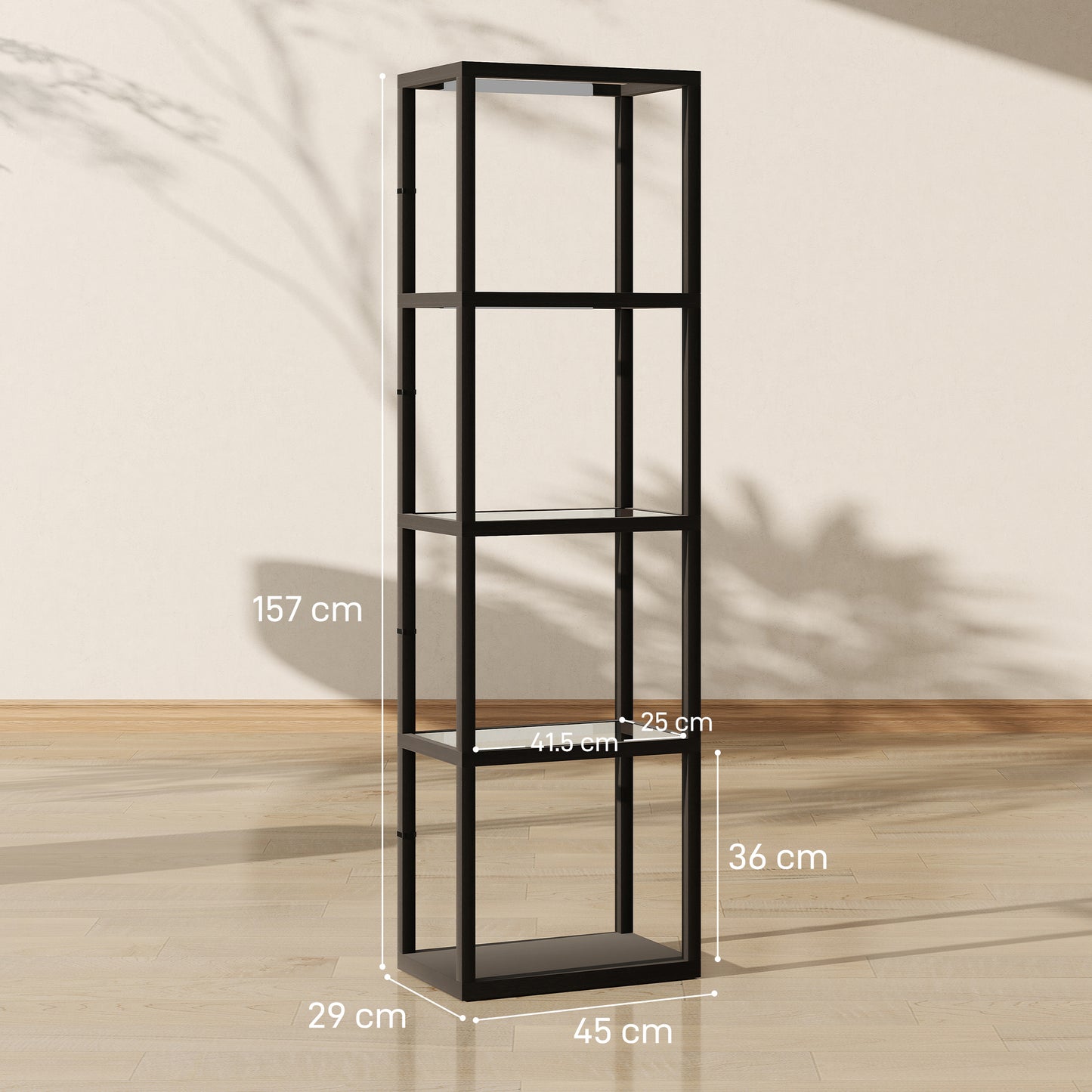 Four-Shelf Floor Lamp - Black