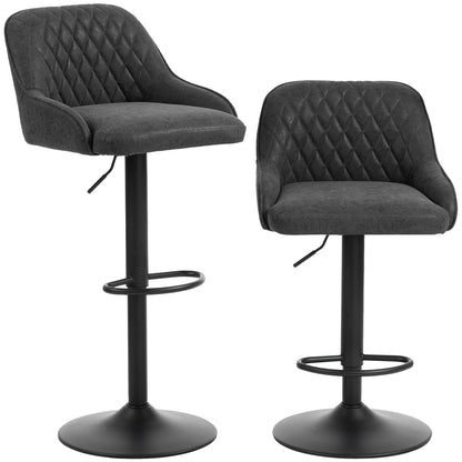 Bar Stools Adjustable Swivel Kitchen Chairs with Backrest Set of 2 for Kitchen Island Black
