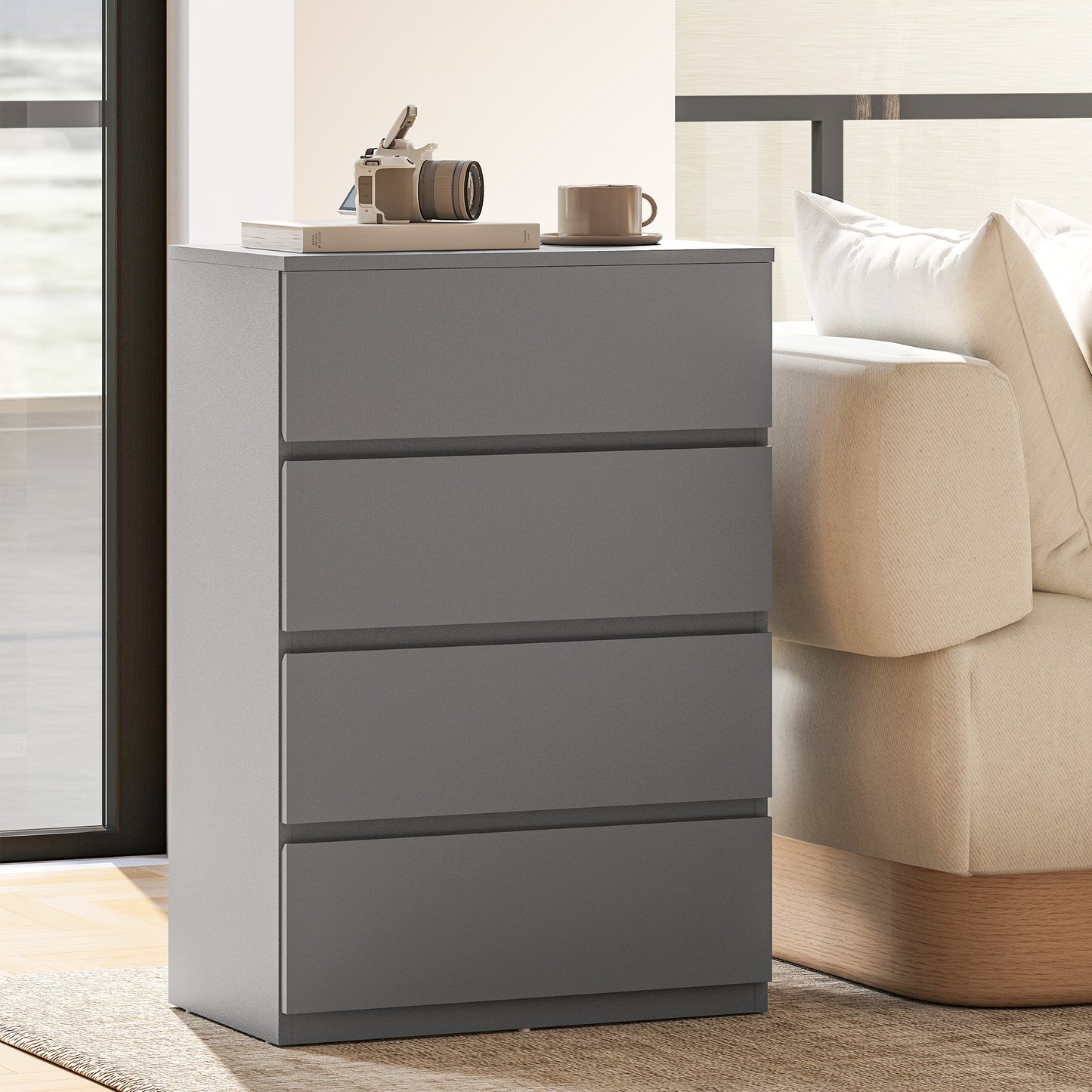 Chest of Drawers, 4-Drawer Storage Cabinets, Modern Dresser, Storage Drawer Unit for Bedroom