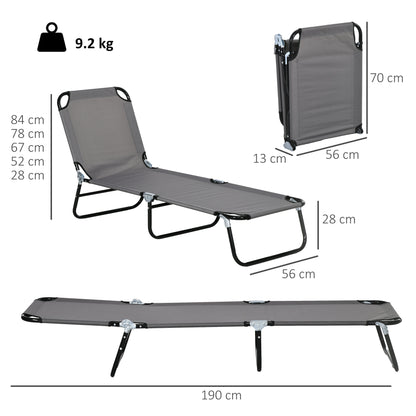Garden Sun Lounger, with Five-Position Back - Grey