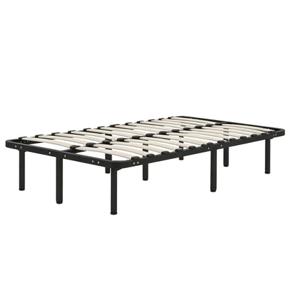 3ft Single Bed Frame, Metal Platform Bed Frame with 2 x 14 Wood Slats, No Box Spring Needed, Underbed Storage, Black