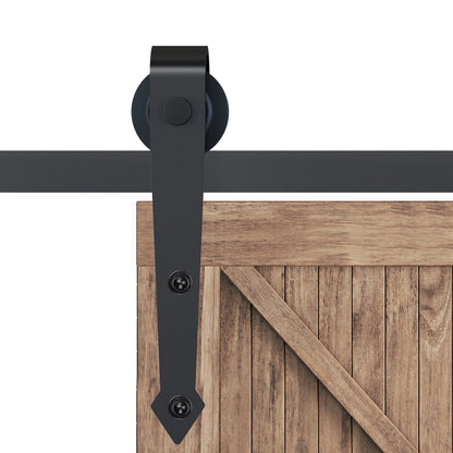 6.6FT/200cm Black Sliding Door Kit for Single Barn Door, Antique Sliding Barn Door Hardware Kit with J Shape Hanger
