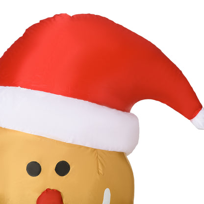 6ft Christmas Inflatable Gingerbread Man & Santa Hat Safe Outdoor Decoration w/ Accessories