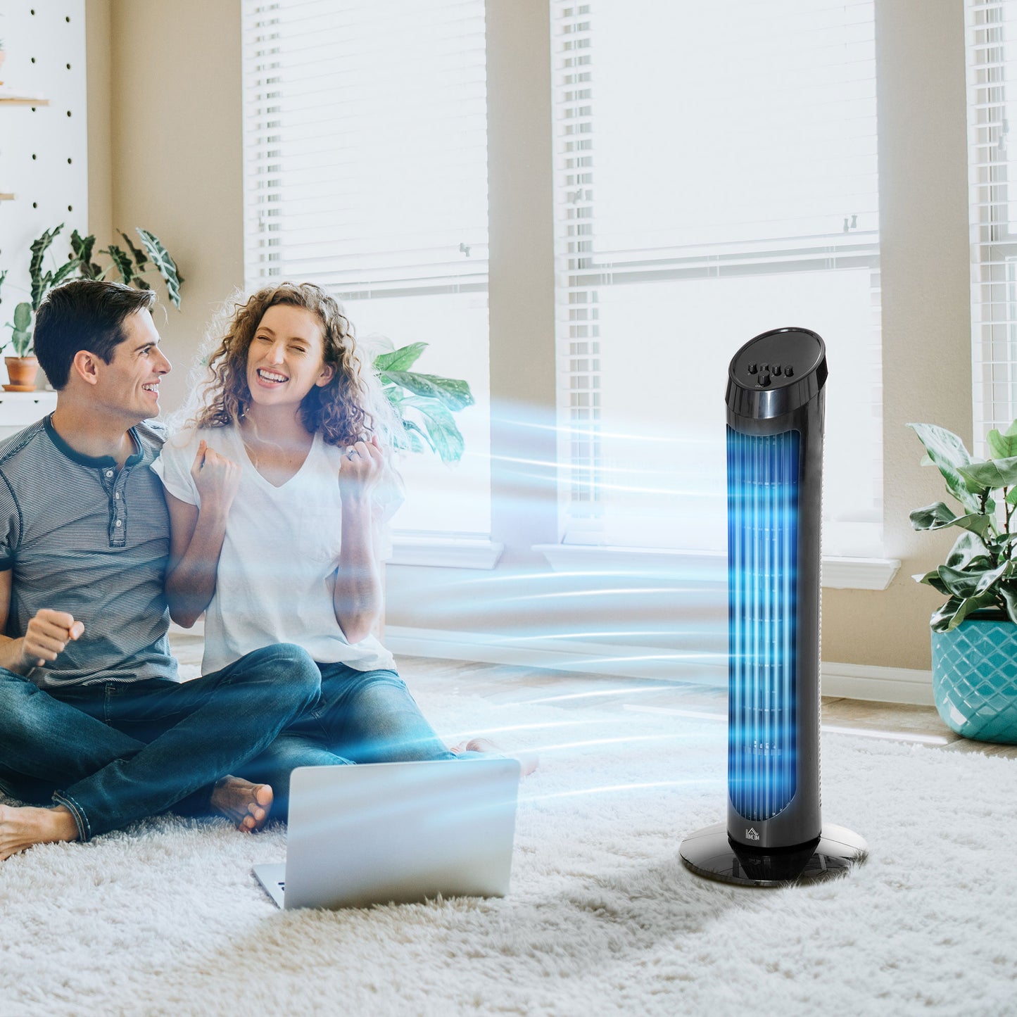 Tower Fan for Bedroom, 30 inch, 6 m/s Powerful Velocity, Standing Floor Fan