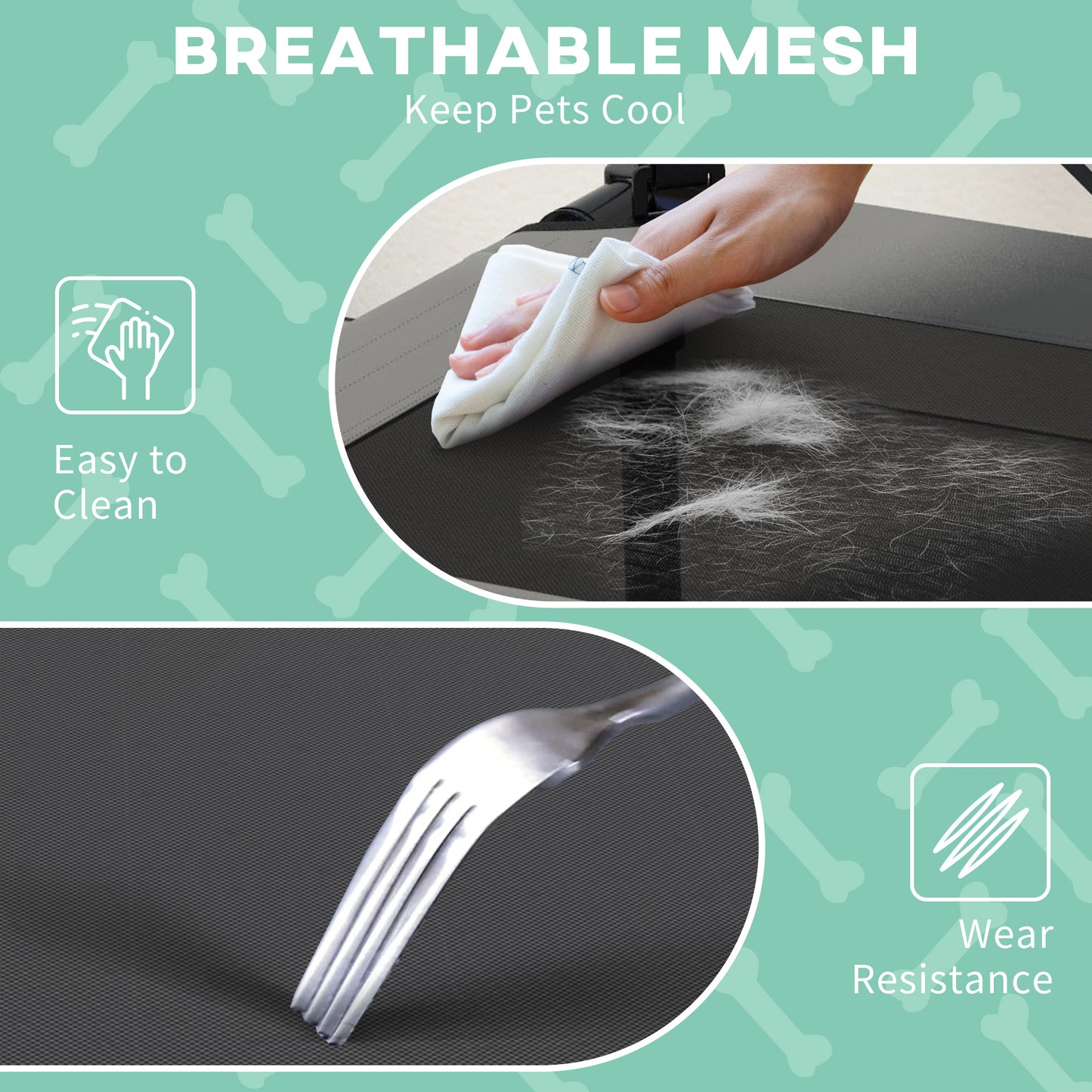 Cooling Raised Pet Bed w/ Washable Breathable Mesh, for Mini Small Dogs, 61 x 46 x 63cm - Light Grey