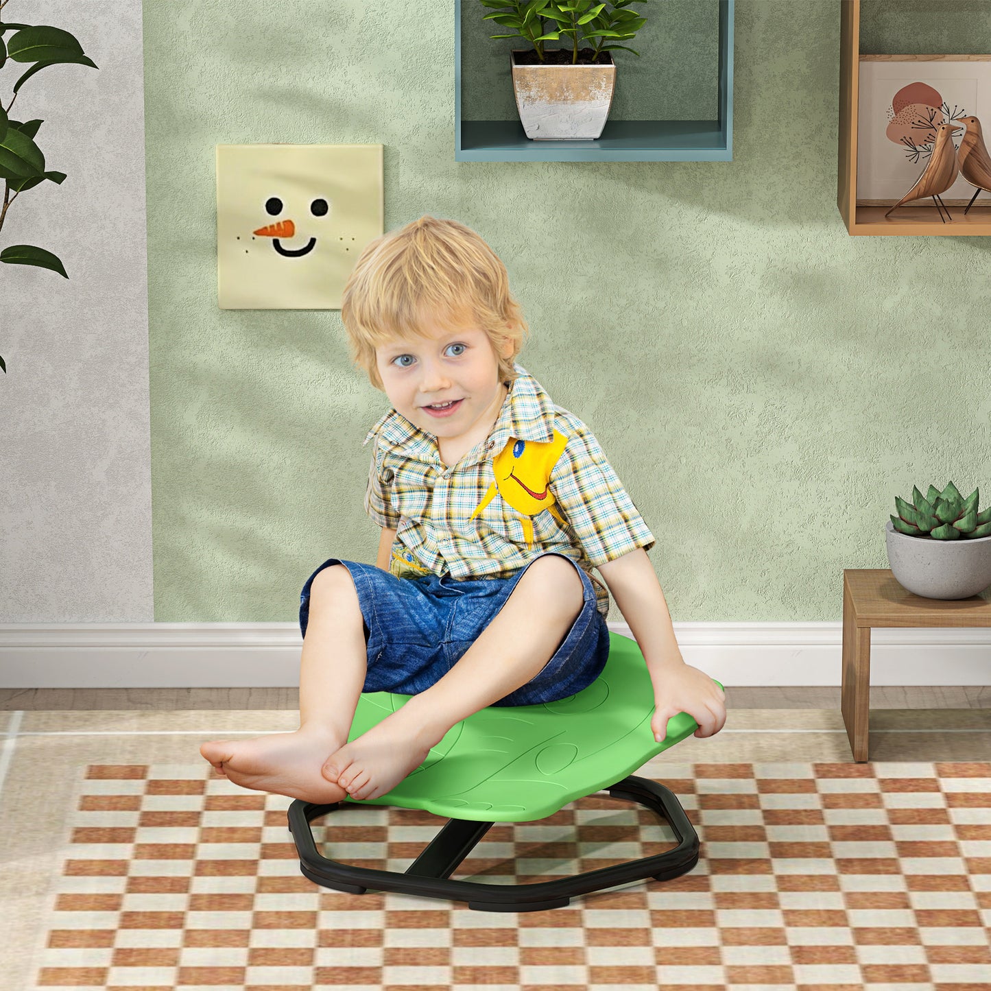 Elephant-Shaped Spinning Chair for Autism, 3-6 Years, Green