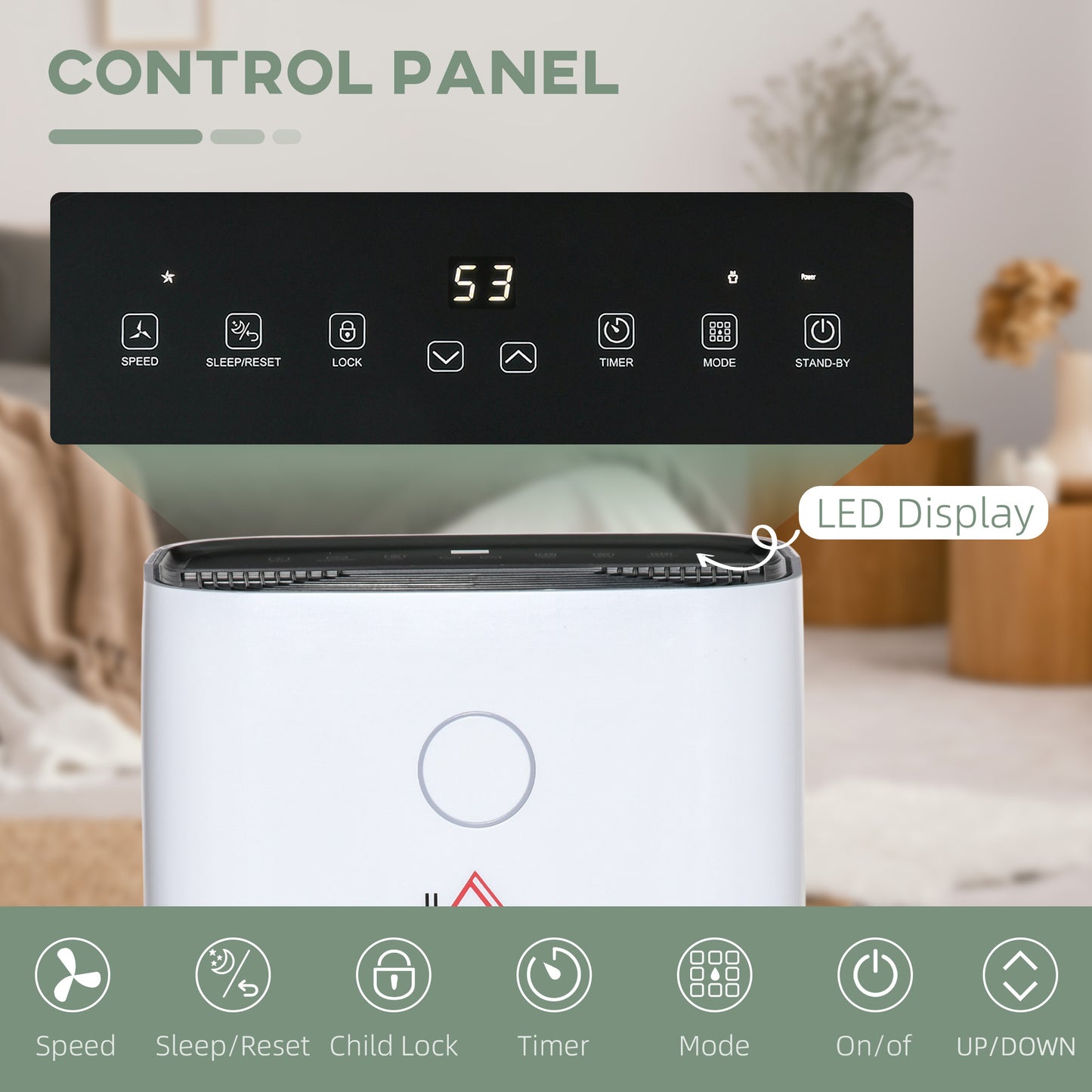 16L/Day Portable Dehumidifier for Home, with LED Screen, Sleep Mode, 24H Timer
