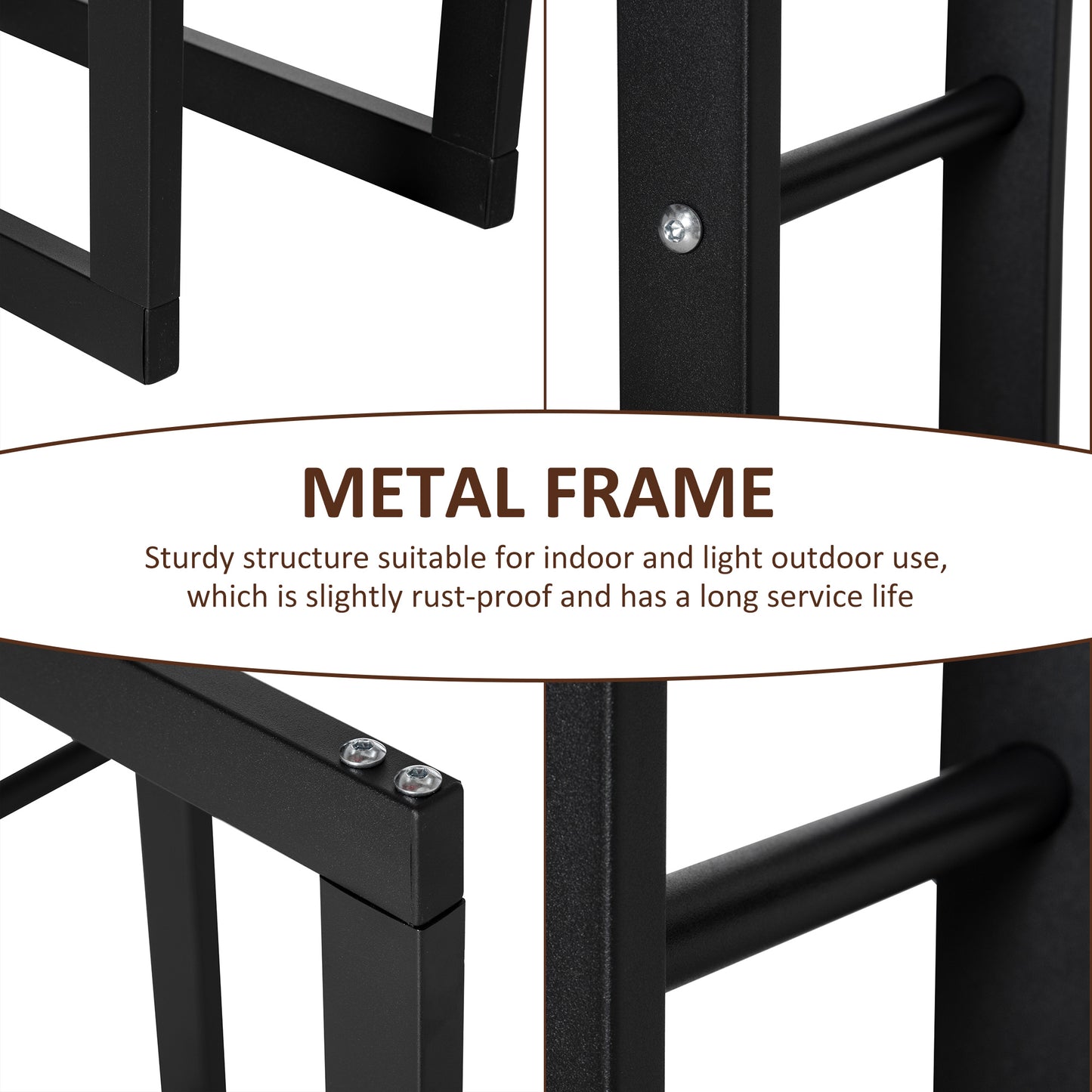Metal Firewood Log Holder Tall Firewood Rack Indoor Outdoor Fireplace Wood Storage Shelf with Side Rails, Rust-Resistant