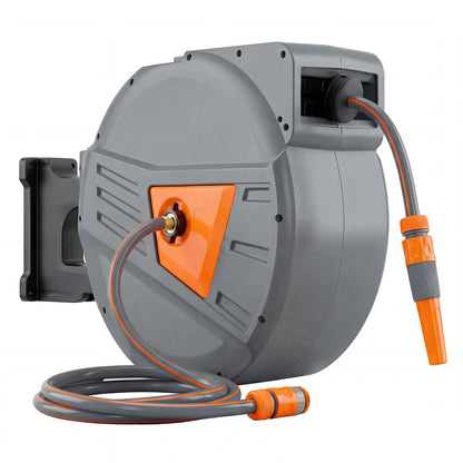 Retractable Hose Reel Wall Mounted, 40+2m Garden Hose Pipe Reel with Auto Retraction, Self-Locking, Orange