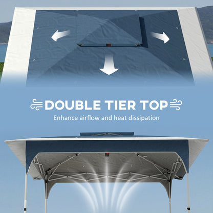 3.5 x 3.5 m Pop Up Gazebo with One-Push Setup, UPF50+ Double Tier Garden Party Tent Marquee with Carry Bag, Blue