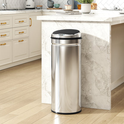 50L Stainless Steel Sensor Bin - Silver Tone