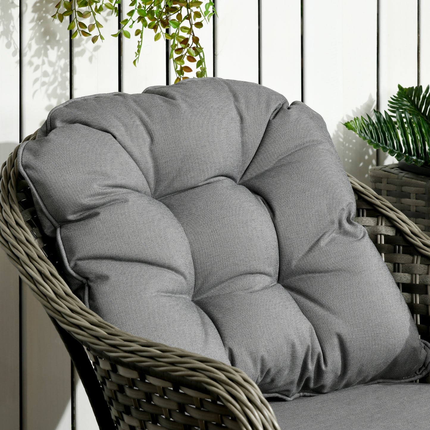 3 Pieces Rattan Bistro Set, Wicker Garden Bistro Set, Glass Top Balcony Table and Chairs with Cushions for Outdoor, Patio