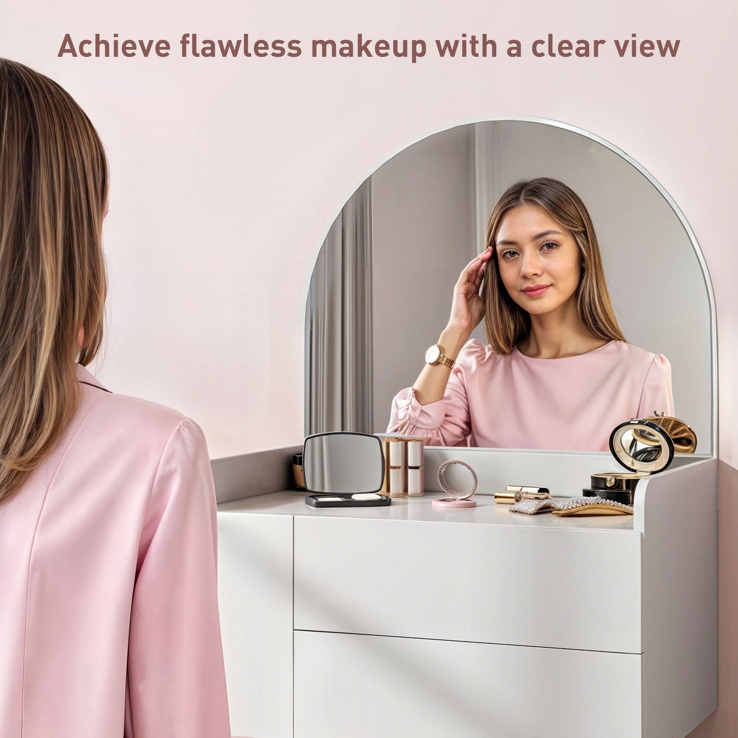 Three Drawer Compact Dressing Table - White