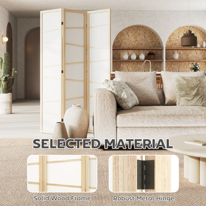 Wooden Folding Privacy Screen, 3 Panel Room Divider for Bedroom, Natural Wood Finish