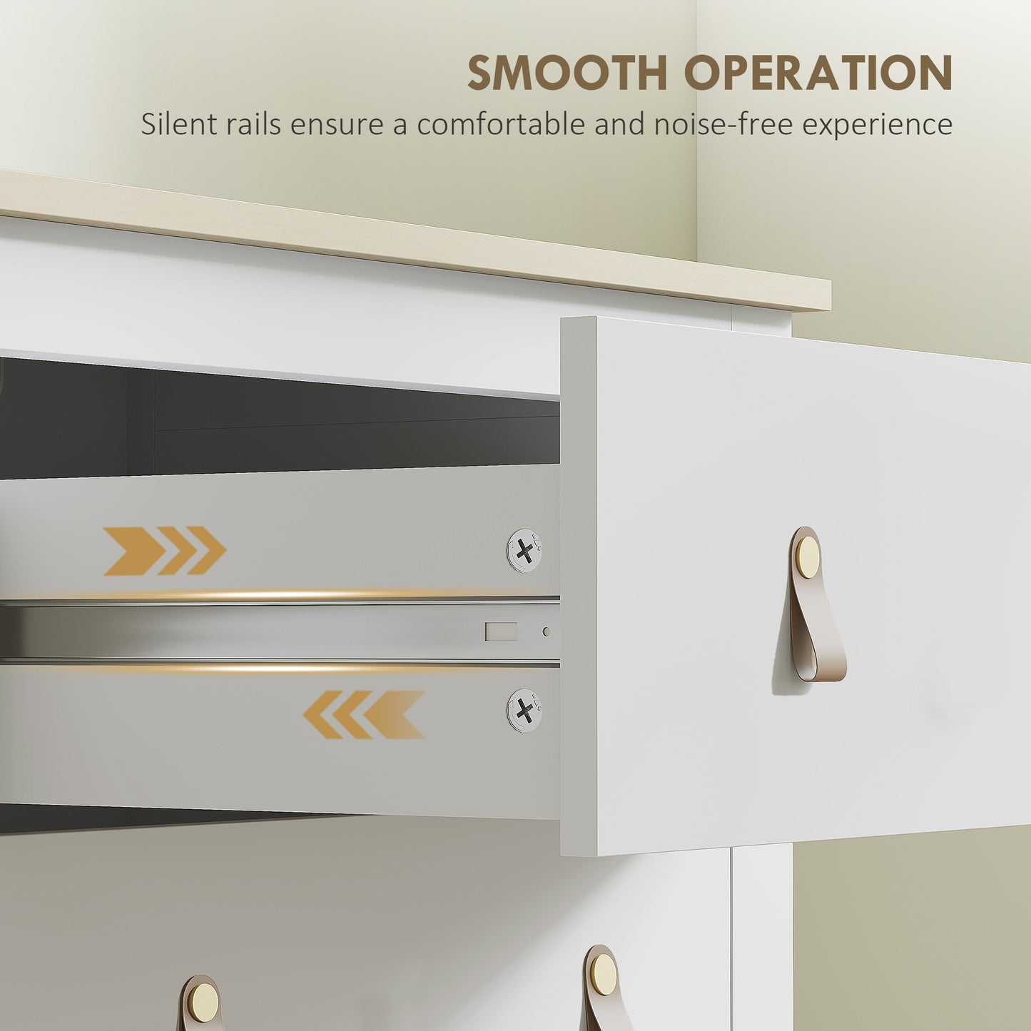 Bedroom Chest of Drawers, Modern 4 Drawer Dresser Cabinet with PU Leather Handles and Metal Runners for Living Room, Hallway