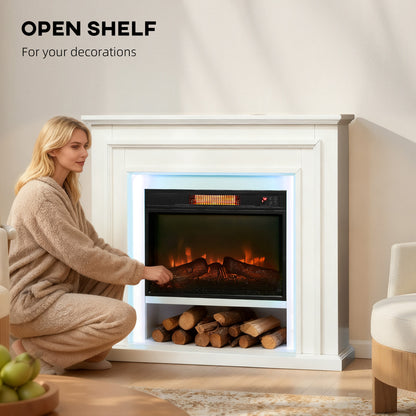 4777 BTU Multicolour LED Electric Fireplace - White