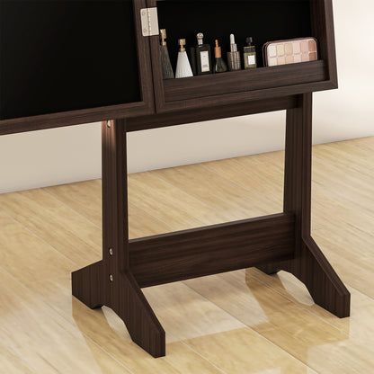 Freestanding Mirrored Jewellery Storage Cabinet - Dark Brown