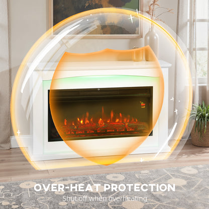 2000W 5118 BTU Faux Flame Fireplace - White