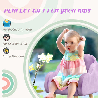 ZONEKIZ Kids Armchair Toddler Sofa Children Chair with Arm Rest, Wooden Frame, Velvet, PP Legs, Cloud Shape
