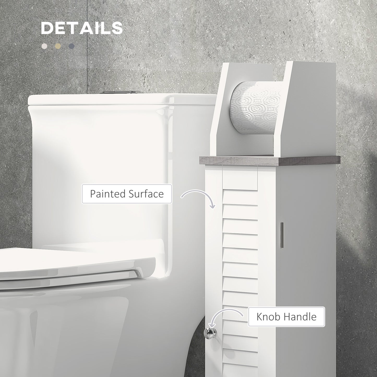 Toilet Roll Holder Cabinet, Slim Freestanding Bathroom Cabinet with Adjustable Shelf, Toilet Roll Storage Unit, White