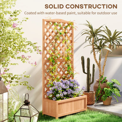 Wooden Planter with Trellis, Freestanding Raised Bed for Garden with Lattice, Outdoor Planter Box for Climbing Plants, Vines