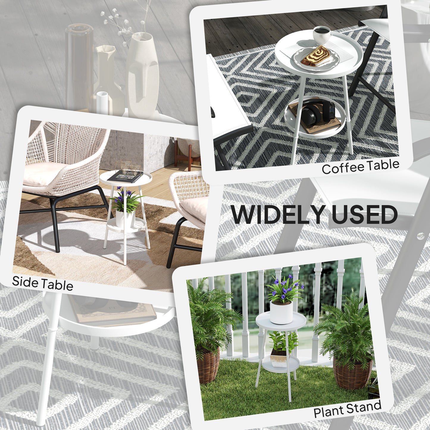 Two-Tier Metal Garden Table - White