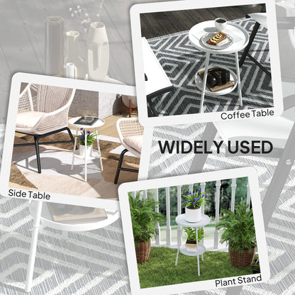 Two-Tier Metal Garden Table - White