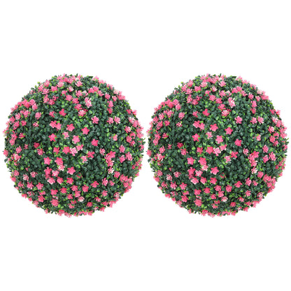 Set of Two Artificial Boxwood Balls Plants - Pink